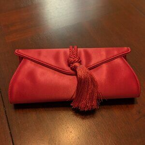 Tuckernuck Cranberry Satin Gabrielle Clutch Red
